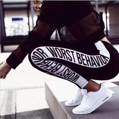 WORST BEHAVIOR Letter print Leggings